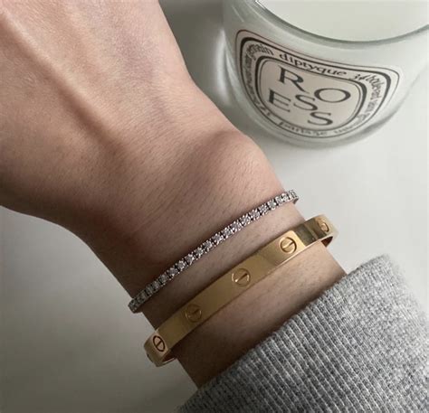 bracelet stack cartier|cartier love bracelet with diamonds.